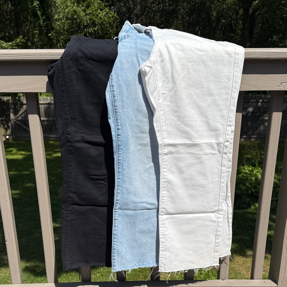 Women’s Cropped Jeans, set of 3 Black, Light Blue, and White